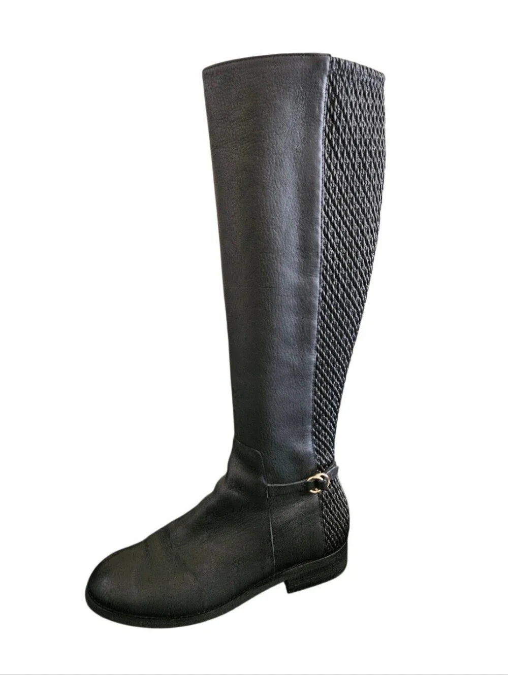 Cole Haan Isabell Stretch Knee-High Black Leather Riding Boots Size 7.5 B